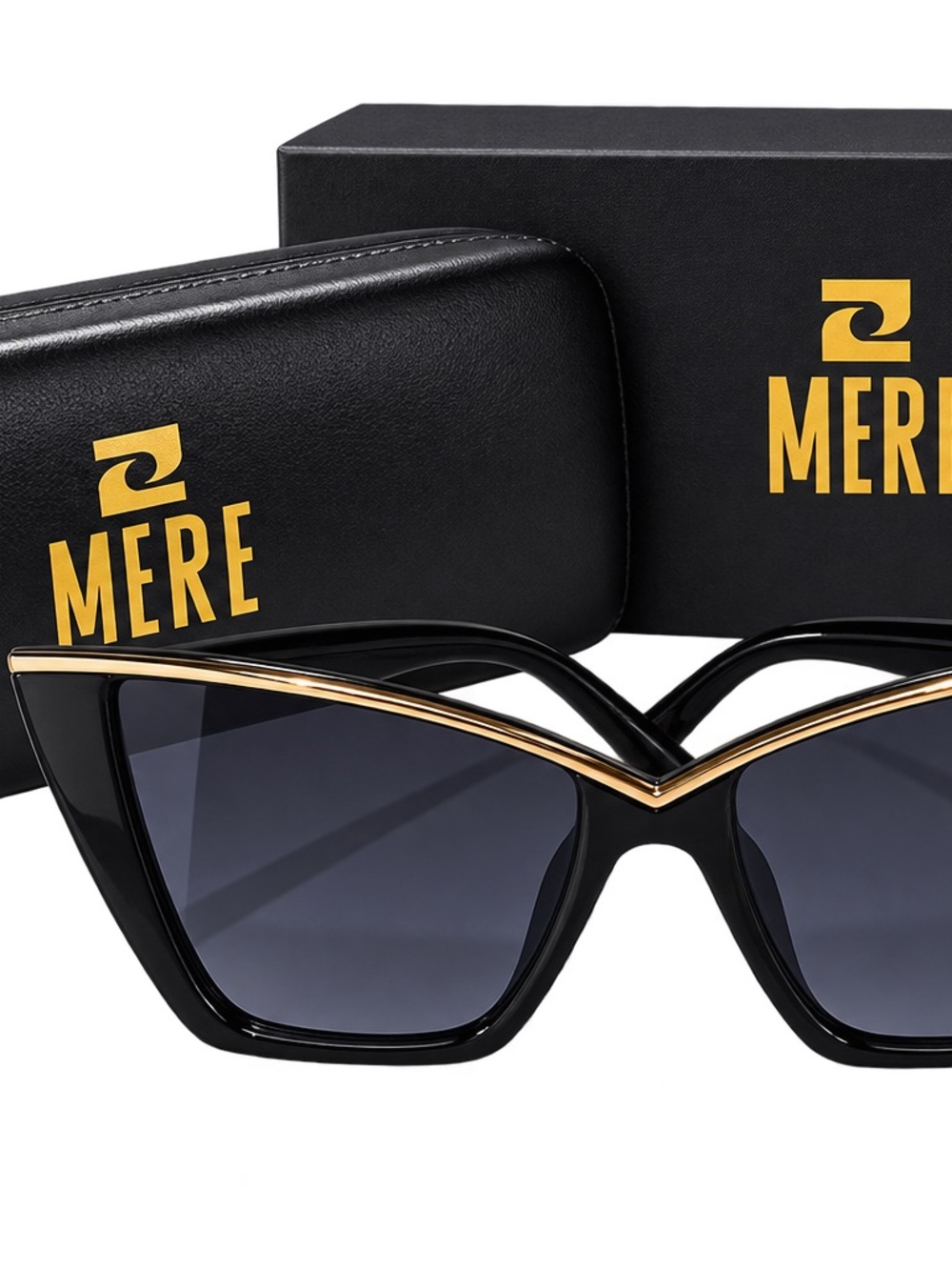 Mere Black & Gold Cat Eye Sunglasses for Women
